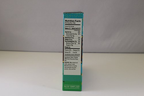 Thunderkids Paleo and Vegan Snacks - Real Food Kids Bars - Box of 5 - No Added Sugar, Grain and Gluten Free, Whole 30, Non-GMO (Chocolate Chip Cookie)