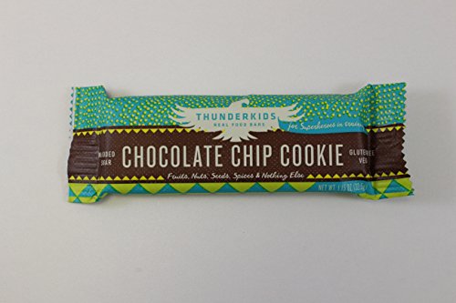 Thunderkids Paleo and Vegan Snacks - Real Food Kids Bars - Box of 5 - No Added Sugar, Grain and Gluten Free, Whole 30, Non-GMO (Chocolate Chip Cookie)