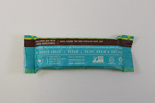 Thunderkids Paleo and Vegan Snacks - Real Food Kids Bars - Box of 5 - No Added Sugar, Grain and Gluten Free, Whole 30, Non-GMO (Chocolate Chip Cookie)