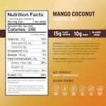 Amrita Mango Coconut Vegan, Gluten Free High Protein Bars | 15g Plant Based Protein, High Fiber, Peanut & Dairy Free | Breakfast Bar, Meal Replacement, Healthy Snack | 2.12 oz Bars, Pack of 12