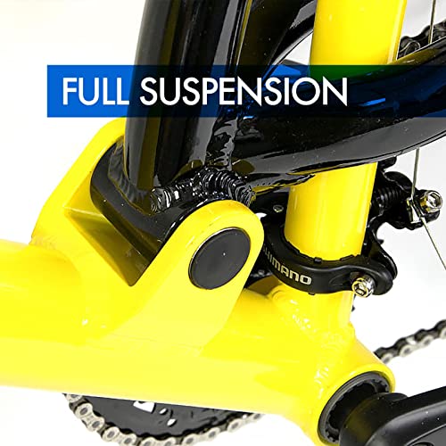 GRAVITY FSX 1.0 Dual Full Suspension Mountain Bike with Disc Brakes Aluminum Frame (Yellow, 21in)