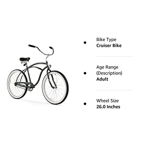 Firmstrong Urban Men's Beach Cruiser Bike, Single Speed Bicycle, 26 Inch Wheels, Matte Army Green