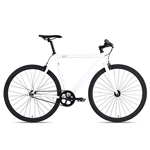 6KU Track Fixed Gear Bicycle, White/Black, 49cm