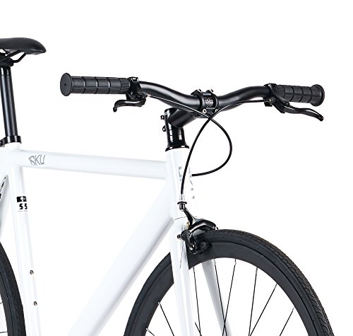 6KU Track Fixed Gear Bicycle, White/Black, 49cm