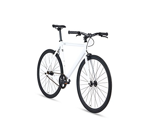 6KU Track Fixed Gear Bicycle, White/Black, 49cm