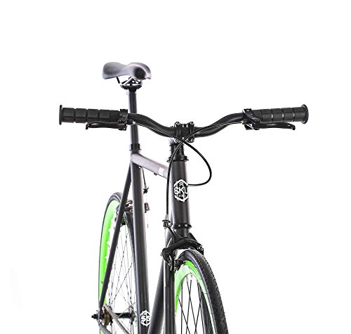 6KU Paul Fixed Gear Bicycle, Black/Green, 55cm
