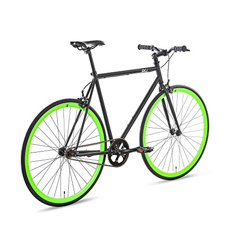 6KU Paul Fixed Gear Bicycle, Black/Green, 55cm