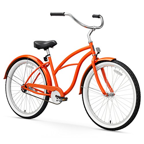 sixthreezero Dreamcycle Women's 26" Single Speed Beach Cruiser Bicycle, Glossy Orange with Black Seat and Grips