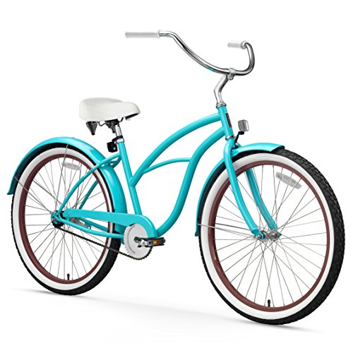 sixthreezero Teal Women's 26" Single Speed Beach Cruiser Bicycle, Teal with White Seat and Grips