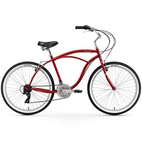 Firmstrong Urban Man Beach Cruiser Bike, Mens Bicycle 26-Inch, 3-Speed, Red