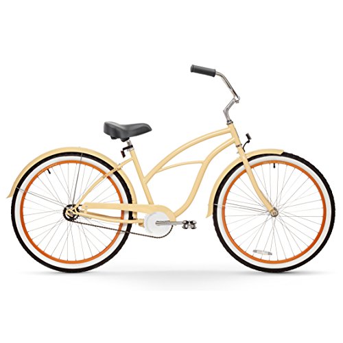 sixthreezero Scholar Women's 26" Single Speed Beach Cruiser Bicycle, Cream with Black Seat and Grips
