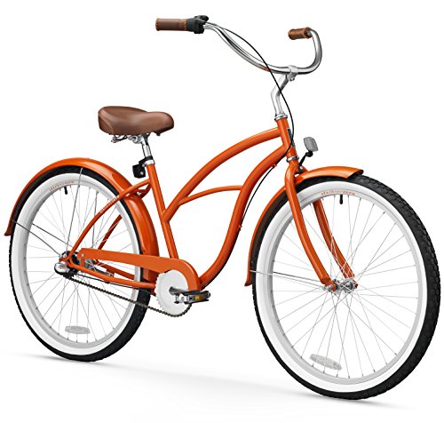 sixthreezero Women's 3-Speed 26-Inch Beach Cruiser Bicycle, Dreamcycle Orange w/ Brown Seat/Grips
