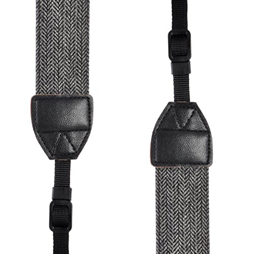 pangshi Universal Camera Neck Shoulder Belt Strap Vintage Print Soft Camera Straps Compatible with All DSLR Camera Nikon/Canon /Sony/Olympus /Samsung/Pentax /Olympus - Grey