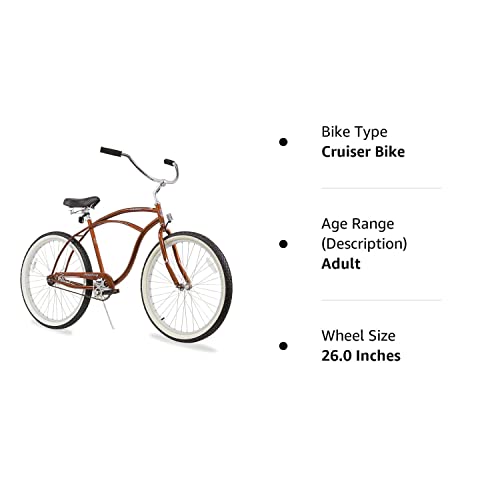 Firmstrong Urban Man Beach Cruiser Bike, Mens Bicycle 26-Inch, 1-Speed, Gloss Brown