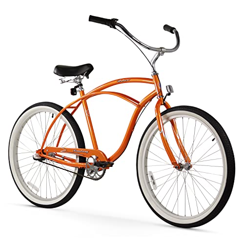 Firmstrong Urban Man Beach Cruiser Bike, Mens Bicycle 26-Inch, 3-Speed, Orange