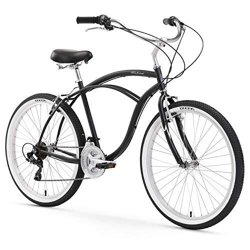 Firmstrong Urban Man Beach Cruiser Bike, Mens Bicycle 26-Inch, 7-Speed, Matte Black