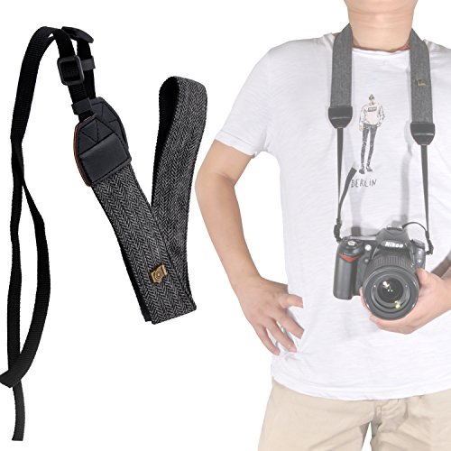 pangshi Universal Camera Neck Shoulder Belt Strap Vintage Print Soft Camera Straps Compatible with All DSLR Camera Nikon/Canon /Sony/Olympus /Samsung/Pentax /Olympus - Grey