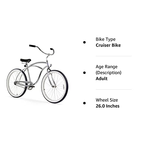 Firmstrong Urban Man Beach Cruiser Bike, Mens Bicycle 26-Inch, 1-Speed, Chrome