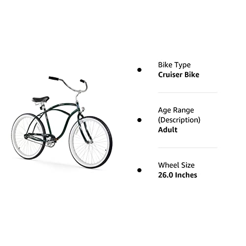 Firmstrong Urban Man Beach Cruiser Bike, Mens Bicycle 26-Inch, 1-Speed, Emerald Green