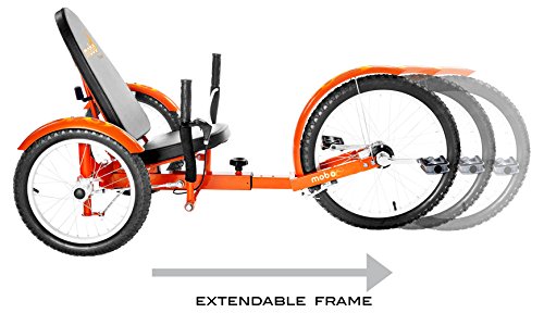 Mobo Cruiser Triton Pro Adult Tricycle for men & women. Beach Cruiser Trike. Adaptive 3-Wheel Bike , Orange, 28 x 29 x 48 inches (61” extended)