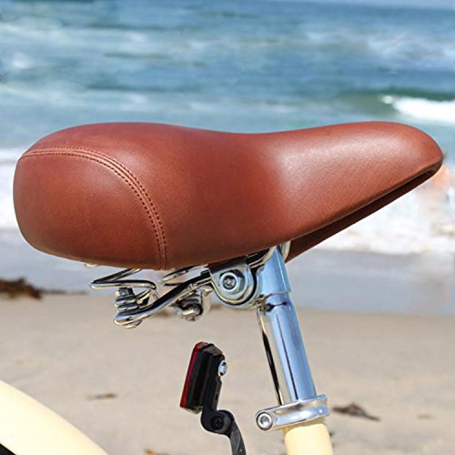 sixthreezero Women's 3-Speed 26-Inch Beach Cruiser Bicycle, Scholar Cream w/Brown Seat/Grips