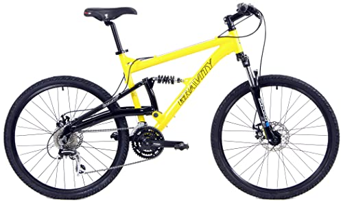 GRAVITY FSX 1.0 Dual Full Suspension Mountain Bike with Disc Brakes Aluminum Frame (Yellow, 21in)