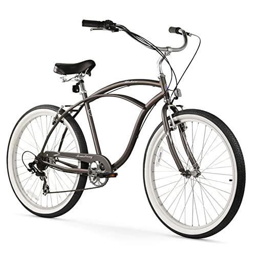 Firmstrong Urban Man Beach Cruiser Bike, Mens Bicycle 26-Inch, 7-Speed, Matte Grey