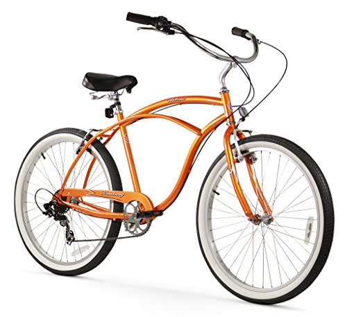 Firmstrong Urban Man Beach Cruiser Bike, Mens Bicycle 26-Inch, 7-Speed, Orange