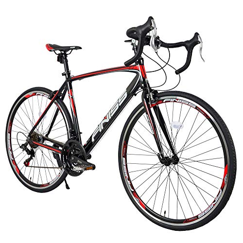 Merax Finiss 26" Aluminum 21 Speed Mountain Bike with Disc Brakes (Classic Black&Red)