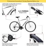 Tommaso La Forma Aluminum & Carbon Mens Hybrid Bike Women Road Bicycle Adult Bike Womens Hybrid Bikes City Bike Commuter Bike Mens Bike Touring Flat Bar Hybrid Bicycle - White - Medium 56cm