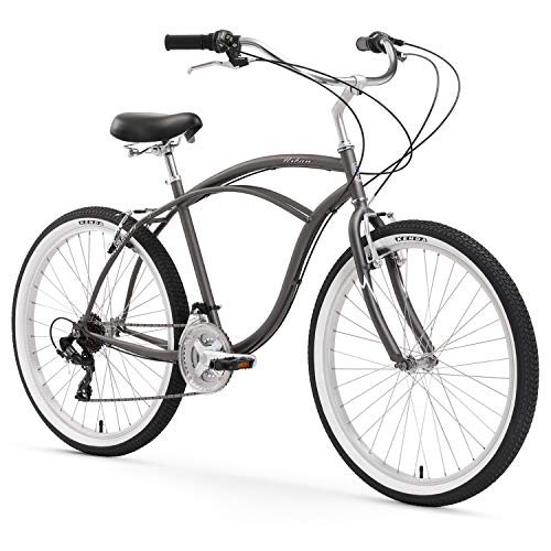 Firmstrong Urban Man Beach Cruiser Bike, Mens Bicycle 26-Inch, 7-Speed, Matte Grey