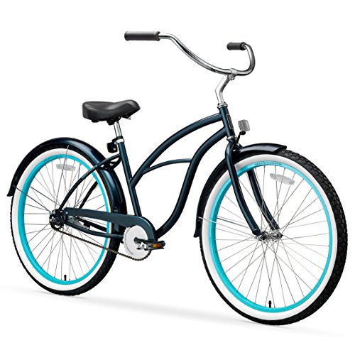 sixthreezero Classic Edition Women's 26" Single Speed Beach Cruiser Bicycle, Dark Blue with Black Seat and Grips