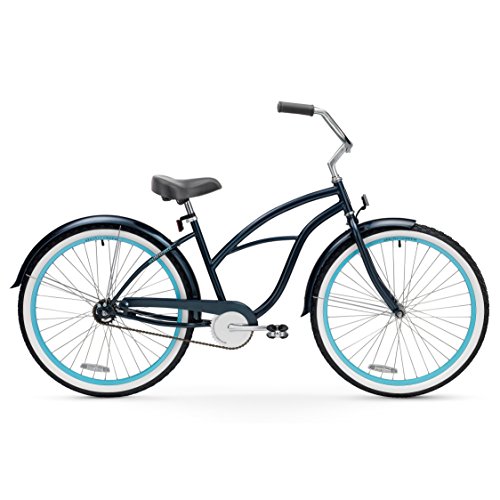 sixthreezero Classic Edition Women's 26" Single Speed Beach Cruiser Bicycle, Dark Blue with Black Seat and Grips