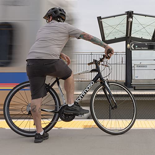 Tommaso La Forma Aluminum & Carbon Mens Hybrid Bike Women Road Bicycle Adult Bike Womens Hybrid Bikes City Bike Commuter Bike Mens Bike Touring Flat Bar Hybrid Bicycle - White - XL 60cm