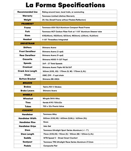 Tommaso La Forma Aluminum & Carbon Mens Hybrid Bike Women Road Bicycle Adult Bike Womens Hybrid Bikes City Bike Commuter Bike Mens Bike Touring Flat Bar Hybrid Bicycle - White - XL 60cm