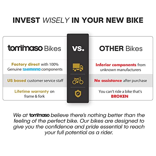 Tommaso La Forma Aluminum & Carbon Mens Hybrid Bike Women Road Bicycle Adult Bike Womens Hybrid Bikes City Bike Commuter Bike Mens Bike Touring Flat Bar Hybrid Bicycle - White - Small 53cm
