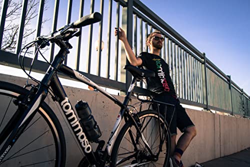 Tommaso La Forma Aluminum & Carbon Mens Hybrid Bike Women Road Bicycle Adult Bike Womens Hybrid Bikes City Bike Commuter Bike Mens Bike Touring Flat Bar Hybrid Bicycle - Black - XL 60cm