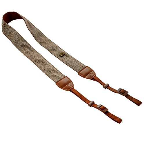 pangshi Universal Camera Shoulder Neck Strap Adjustable Vintage Belt Compatible with All DSLR Camcorder Canon Nikon Sony Pentax - White and Brown Weave