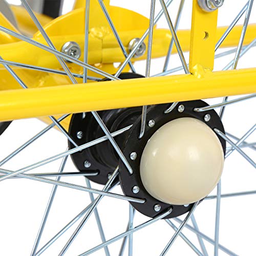 Ridgeyard 24" 6 Speed 3 Wheel Adult Cycling Pedal Tricycle Bicycle Trike Bike with Shopping Basket Yellow