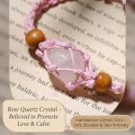 Adjustable Boho Macrame Bracelet with Rose Quartz