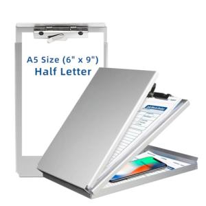 Eco-Friendly Aluminum Clipboard with Storage for A5 Paper