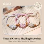 Adjustable Boho Macrame Bracelet with Rose Quartz