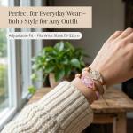 Adjustable Boho Macrame Bracelet with Rose Quartz