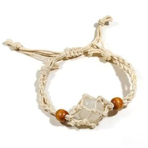 Adjustable Boho Macrame Bracelet with Rose Quartz