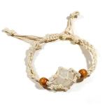 Adjustable Boho Macrame Bracelet with Rose Quartz