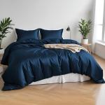 Organic Bamboo Luxury Bedding Set, Double Size, Navy