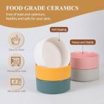 Elevated Ceramic Cat Bowl with Bamboo Stand