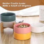 Elevated Ceramic Cat Bowl with Bamboo Stand