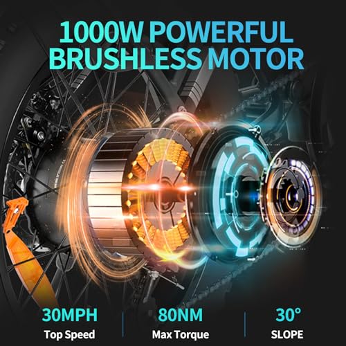 Ridstar 1000W Electric Mountain Bike, 30MPH