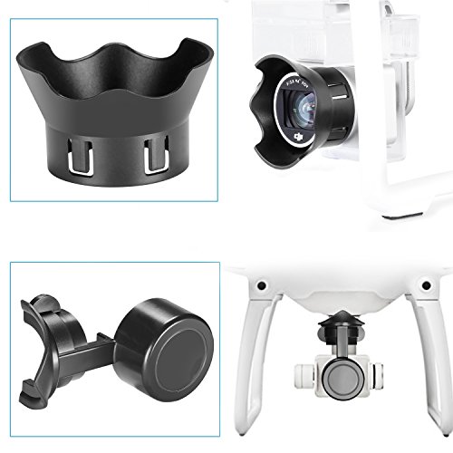 Neewer for DJI Phantom 4 Quadcopter Camera Rose Petal Lens Hood and Lens Cap Protector Cover with Gimbal Lock, ABS Plastic